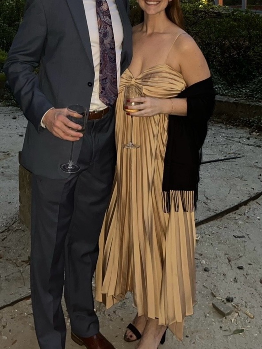 Pleated Tan Spaghetti-Strap Maxi Dress - Picture 5 of 5